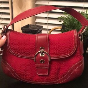 Coach red shoulder bag/clutch